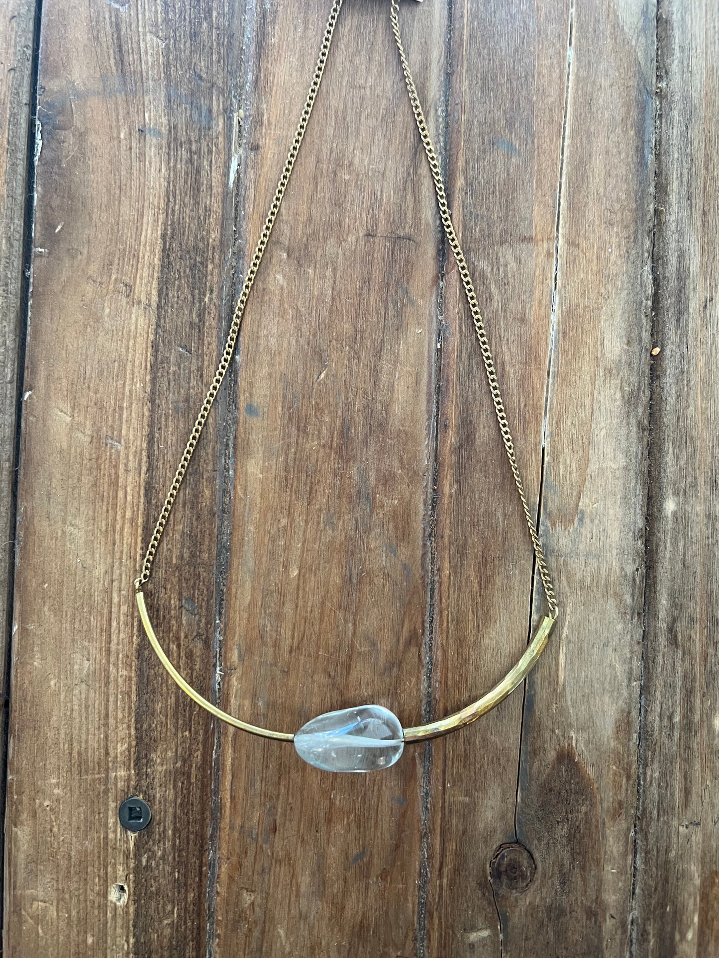Solitaire Jeweled Necklace - Crystal Clear