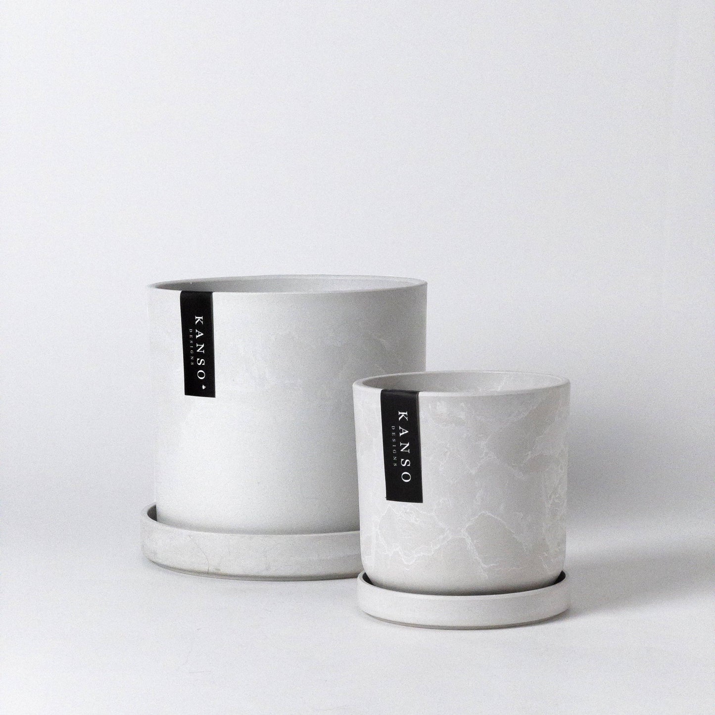4" Signature Planters & Saucer : White Stone