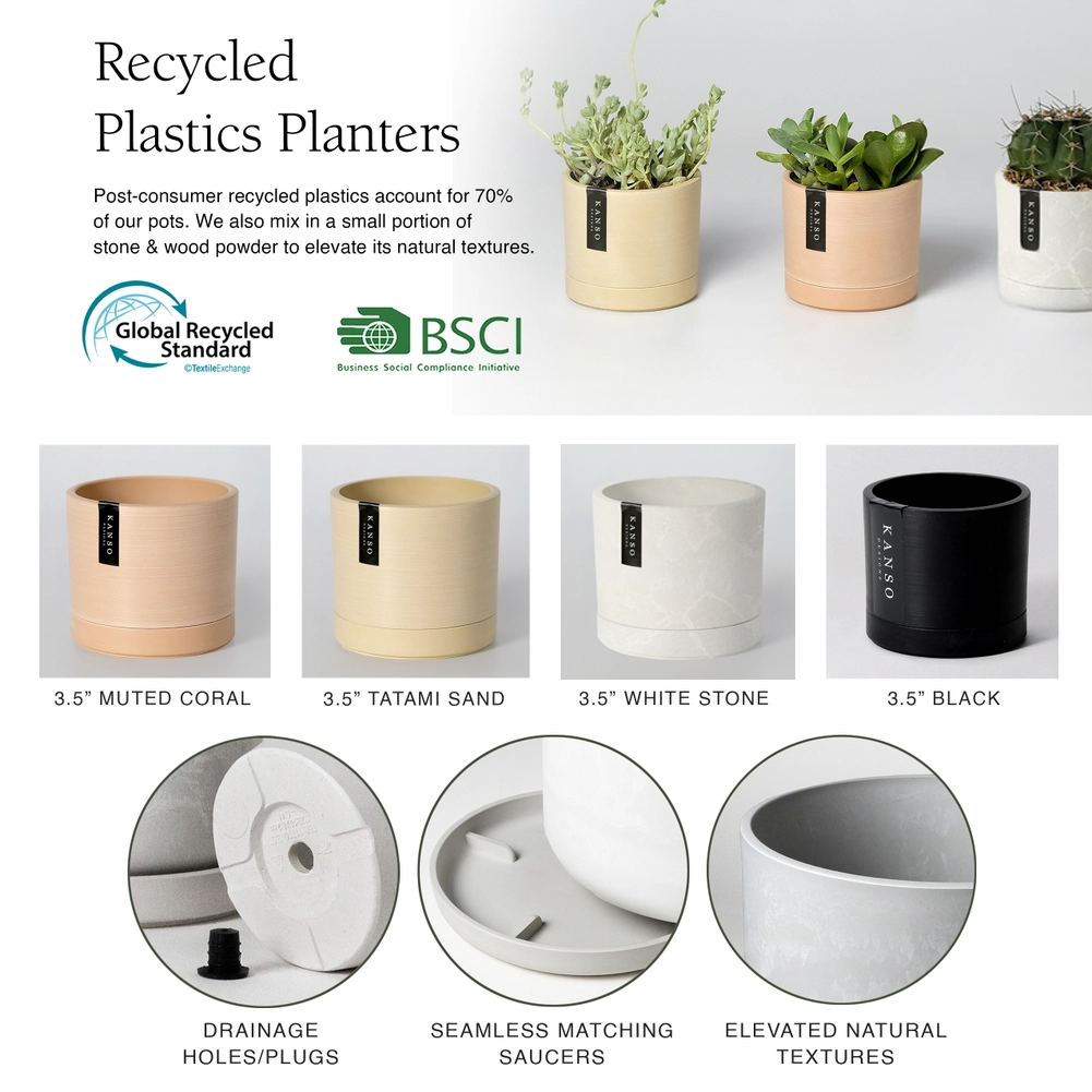 3.5" Mini Planter : White Stone
