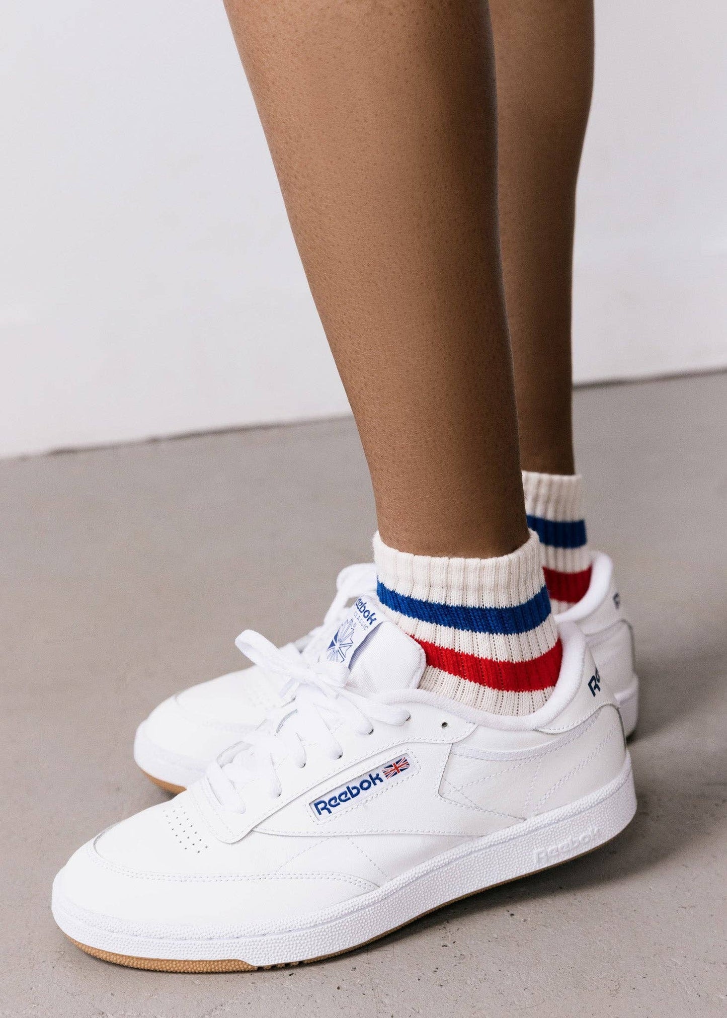 Navy + Blue - Retro Stripe Quarter Crew Sock