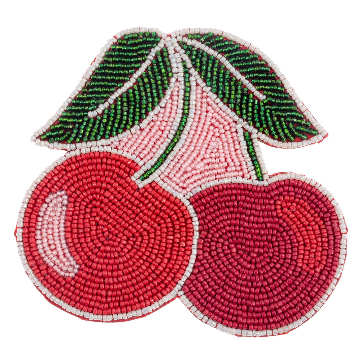 Beaded Cherry Coasters - Set/4