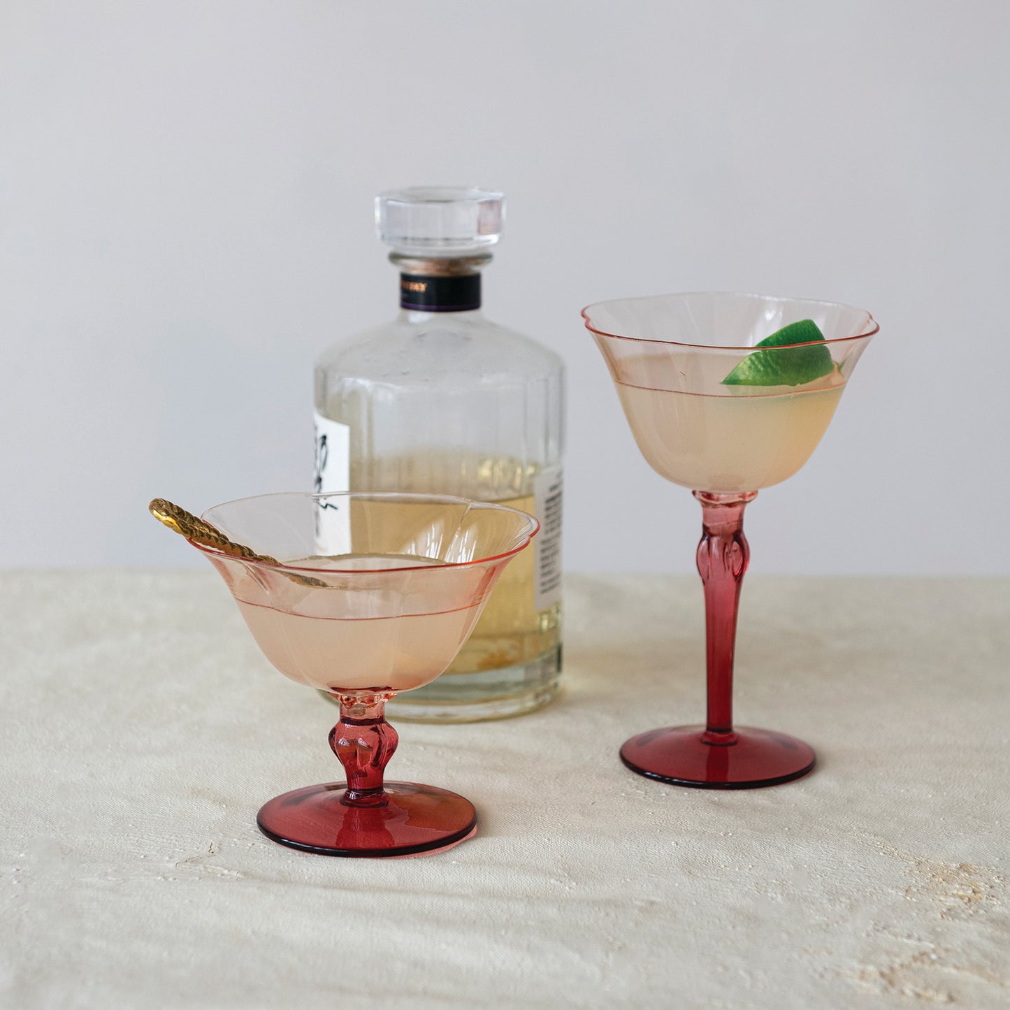 Floral Wine Glass Tall - Red + Pink