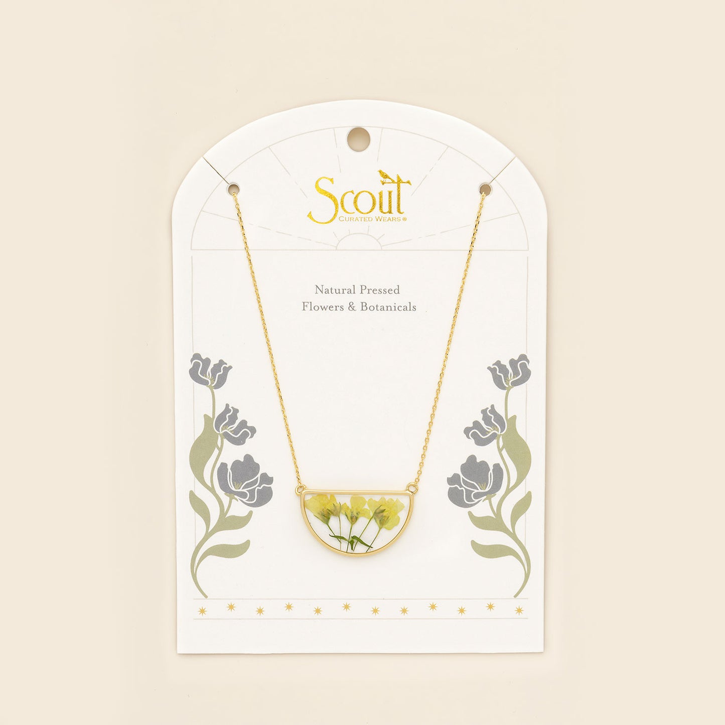 Yellow Baby's Breath Pressed Flower Necklace