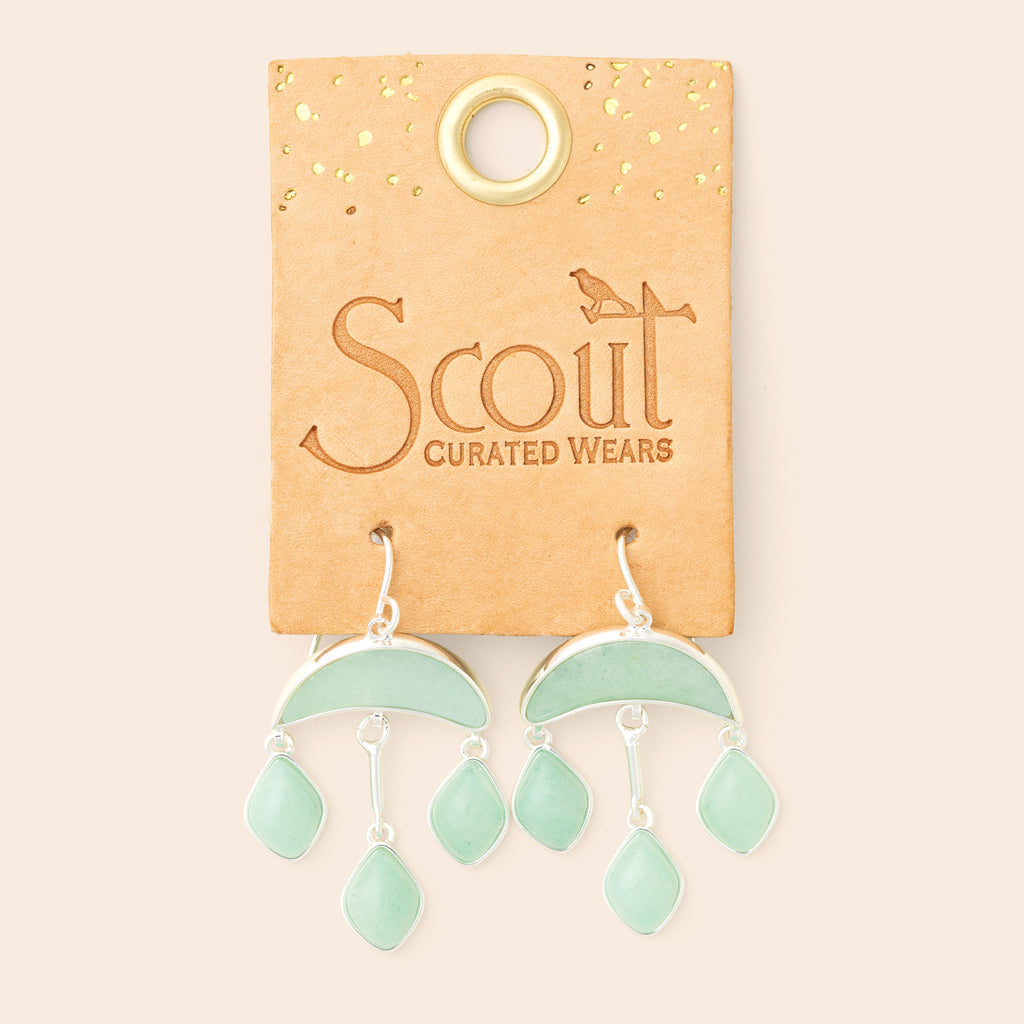 Stone Crescent Drop Earrings