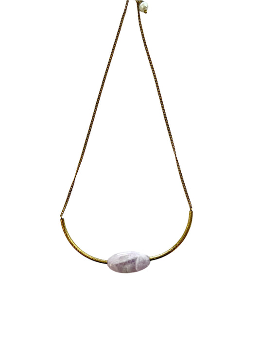 Solitaire Jeweled Necklace - Lavender