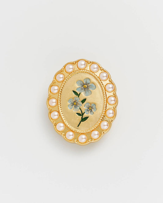 Forget Me Not Cameo Brooch