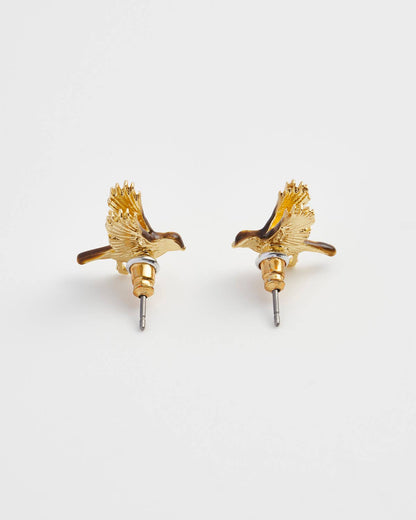 Enamel Flying Robin Stud Earrings