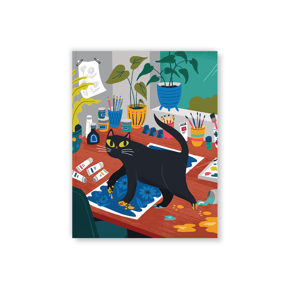 Black Cat Soft Touch Layflat notebook