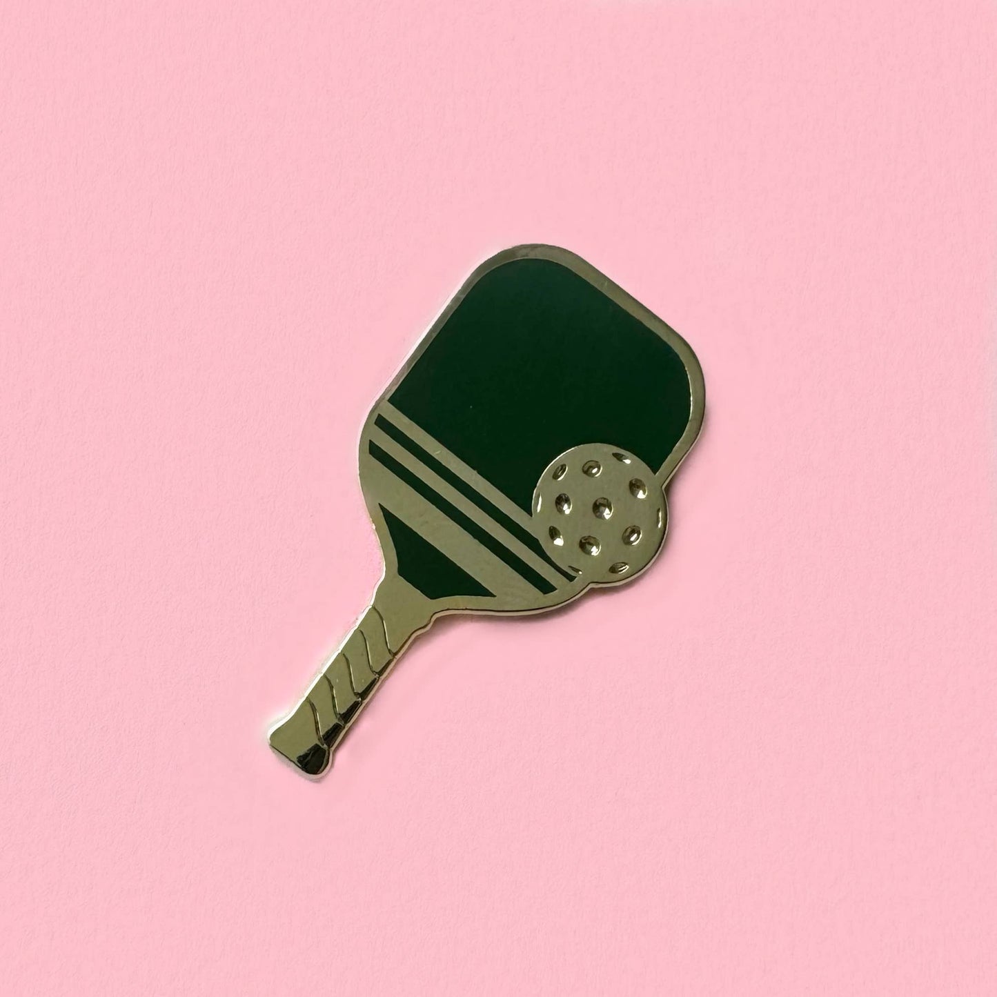 Pickleball Racket Enamel Pin - Forest Green