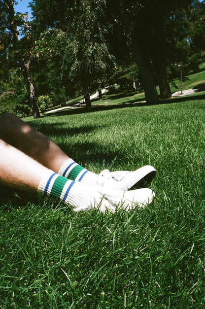 Blue + Chive - Retro Stripe Sock