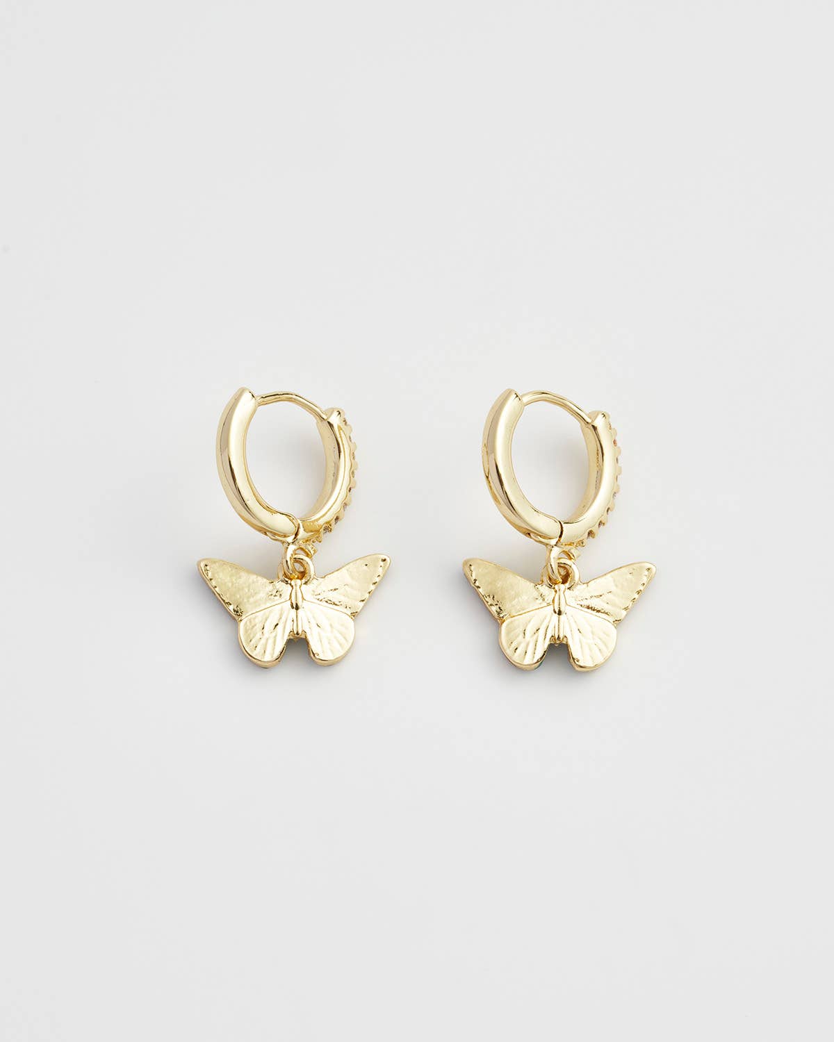 Enamel Blue Butterfly Huggie Earrings