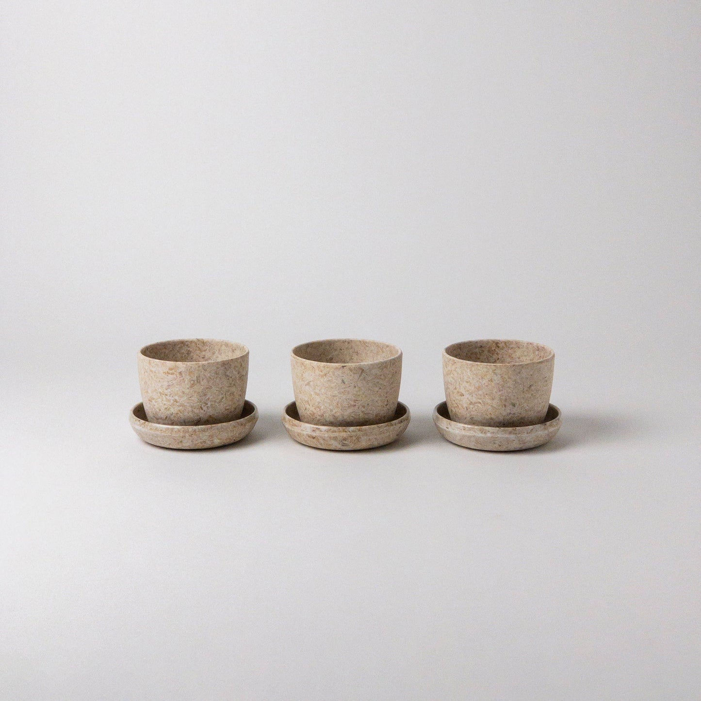 3" Mini Planter + Saucer : Rice husk