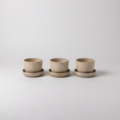 3" Mini Planter + Saucer : Rice husk