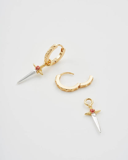 Rose Dagger Huggie Earrings