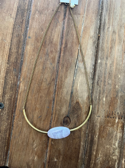 Solitaire Jeweled Necklace - Lavender