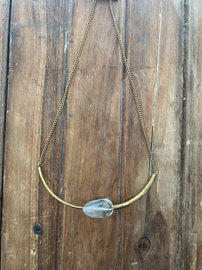 Solitaire Jeweled Necklace - Crystal Clear