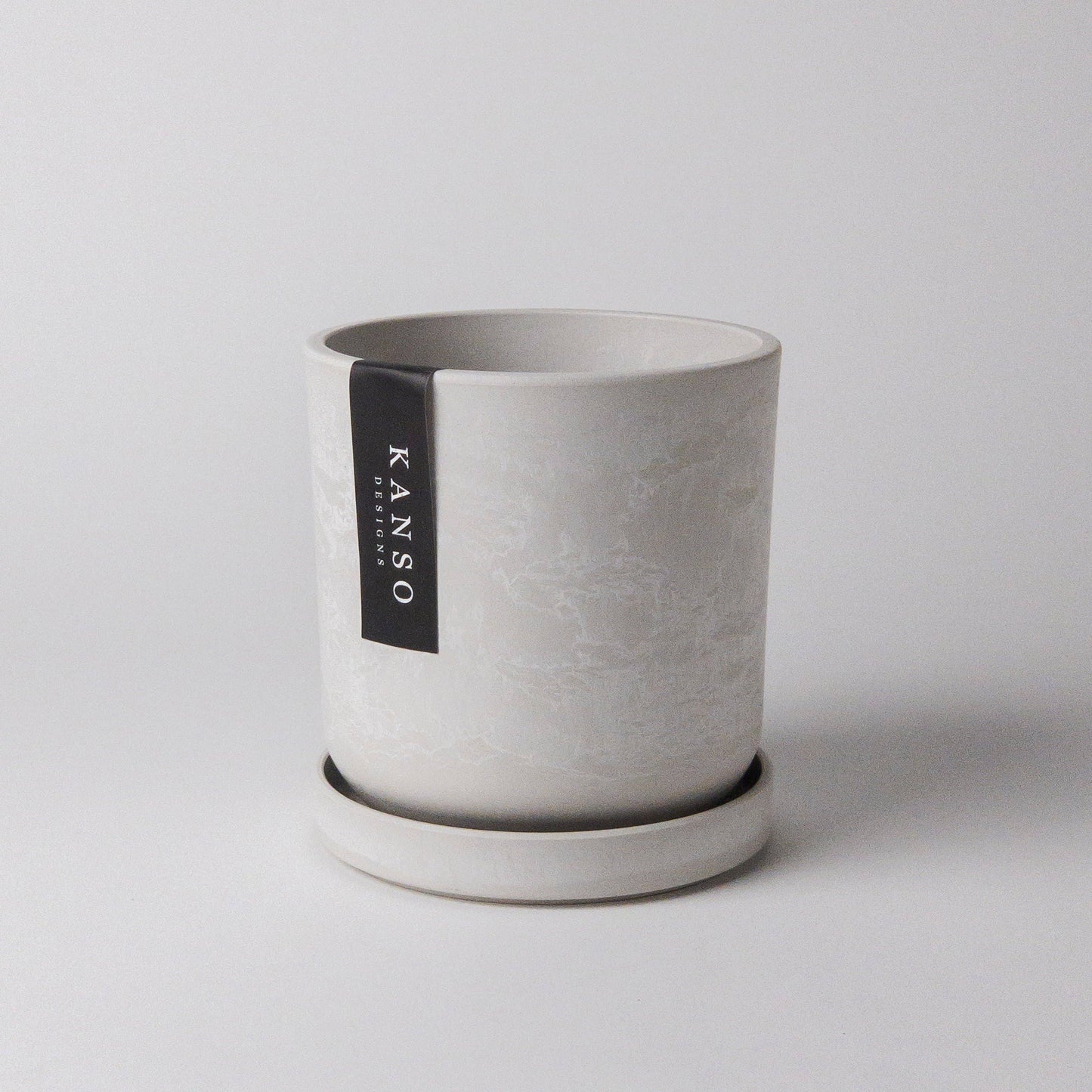 4" Signature Planters & Saucer : White Stone