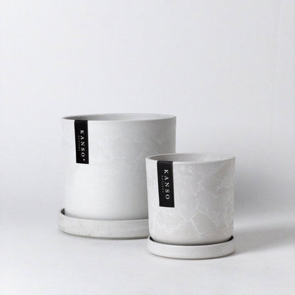 4" Signature Planters & Saucer : White Stone
