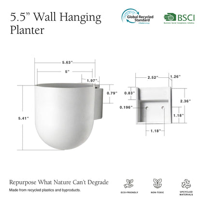 Wall Mounted Recycled Planter Pots | 5.5"