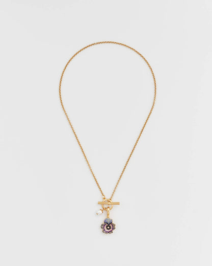 Pansy Pearl Gold Toggle Necklace