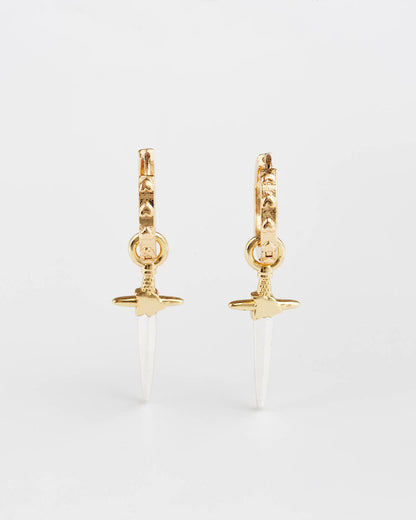 Rose Dagger Huggie Earrings
