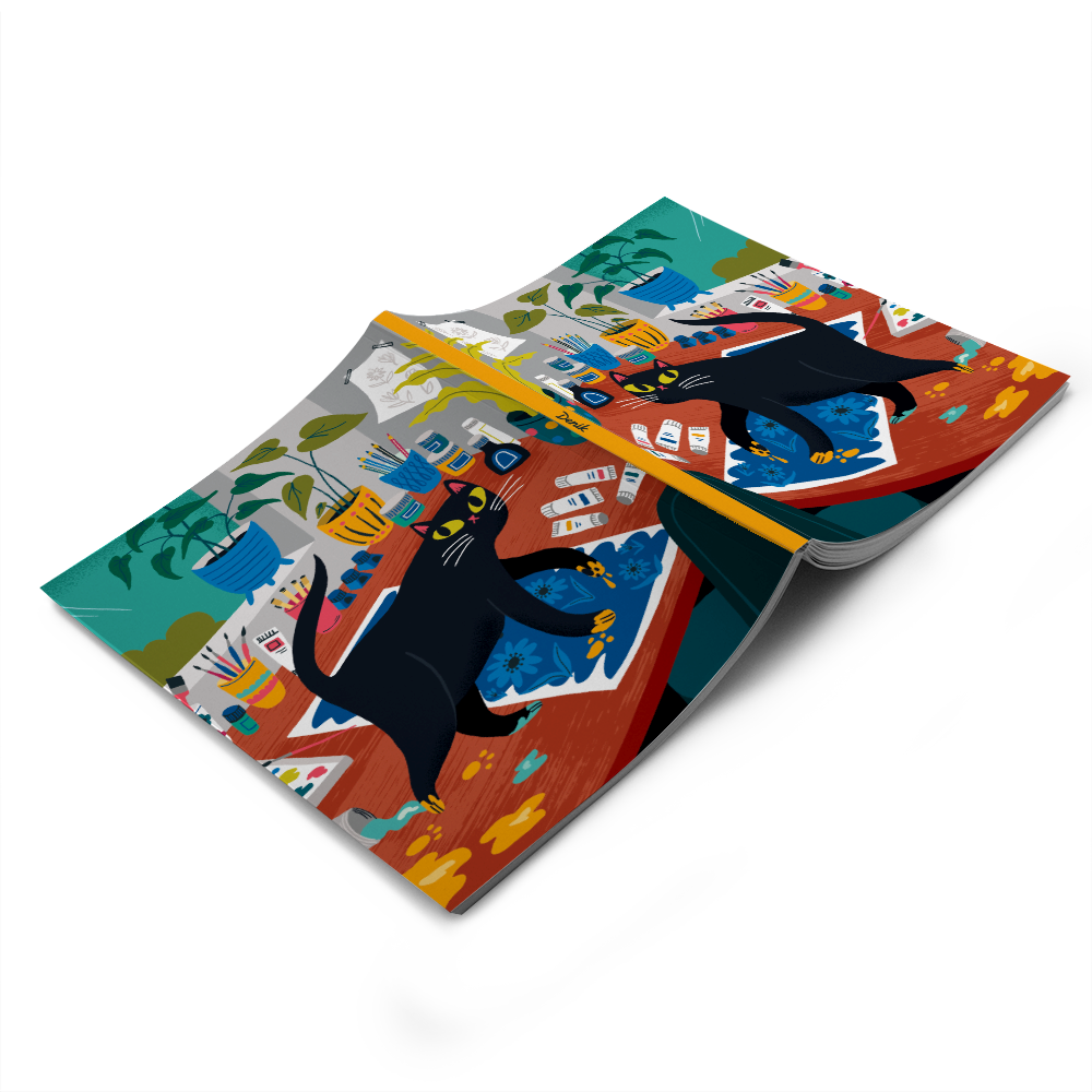 Black Cat Soft Touch Layflat notebook