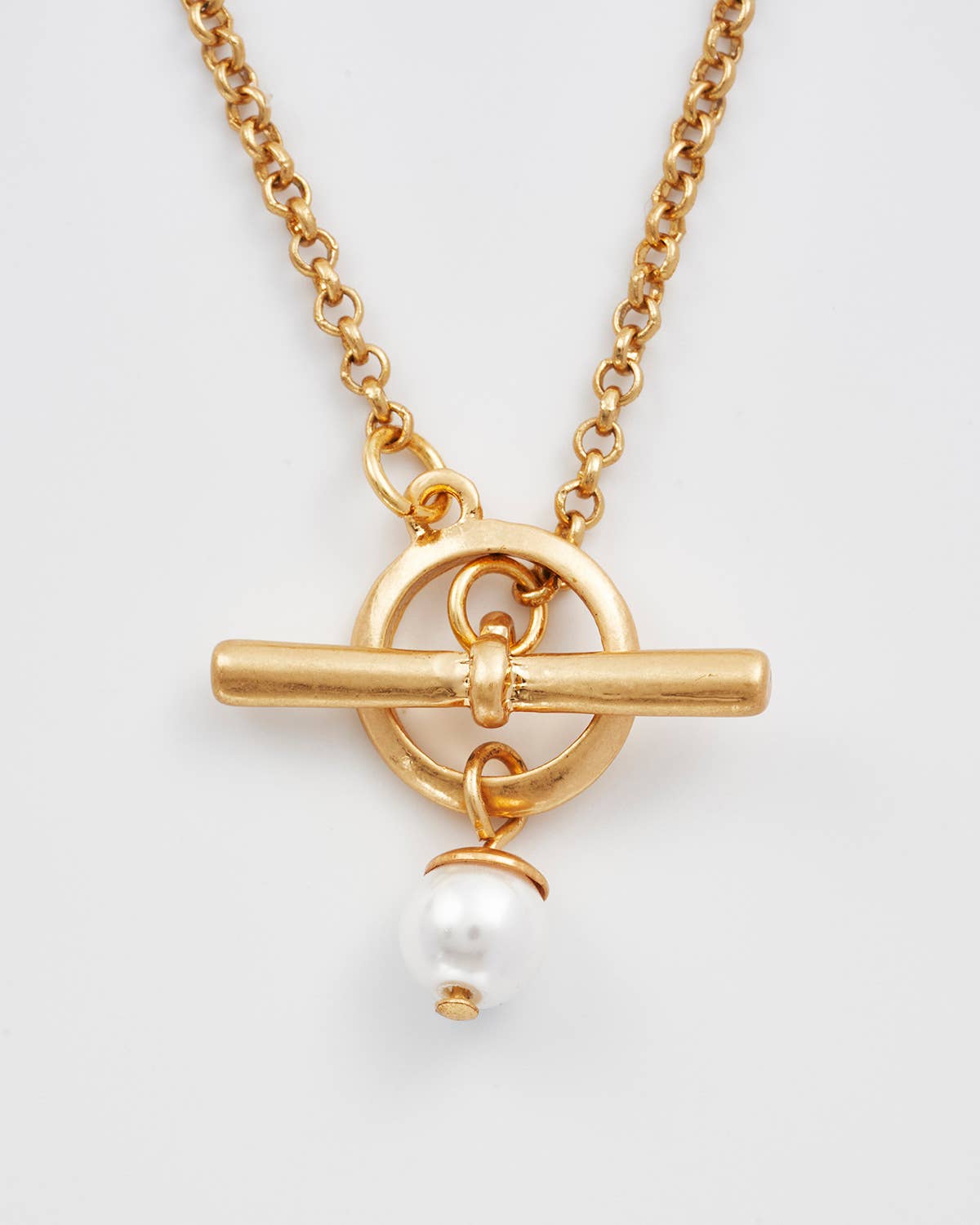 Pansy Pearl Gold Toggle Necklace