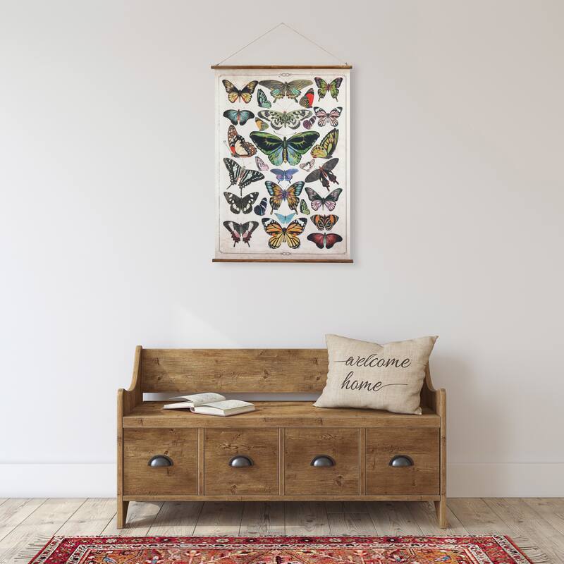 Vintage Butterfly Linen Scroll