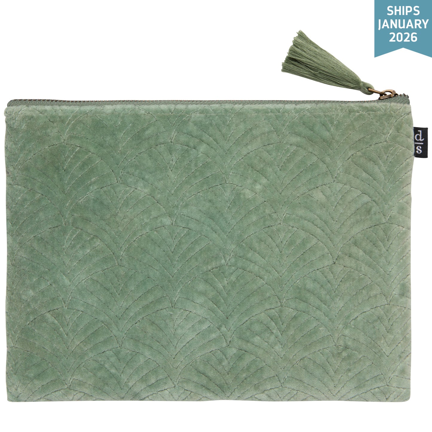 Jade Quilted Velvet Flat Pouch