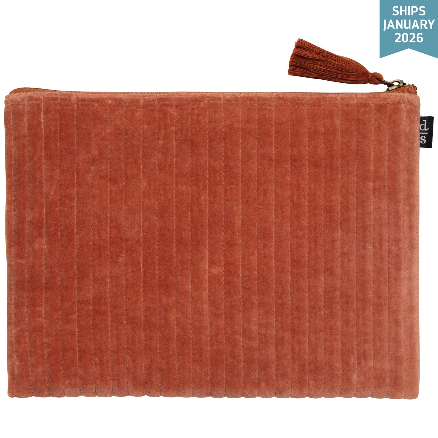 Copper Quilted Velvet Flat Pouch