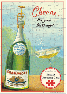 Happy Birthday Champagne Puzzle Greeting Card