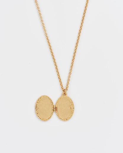Robin & Blackberry Gold Oval Locket Necklace