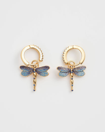 Dragonfly Charm Huggie Earrings