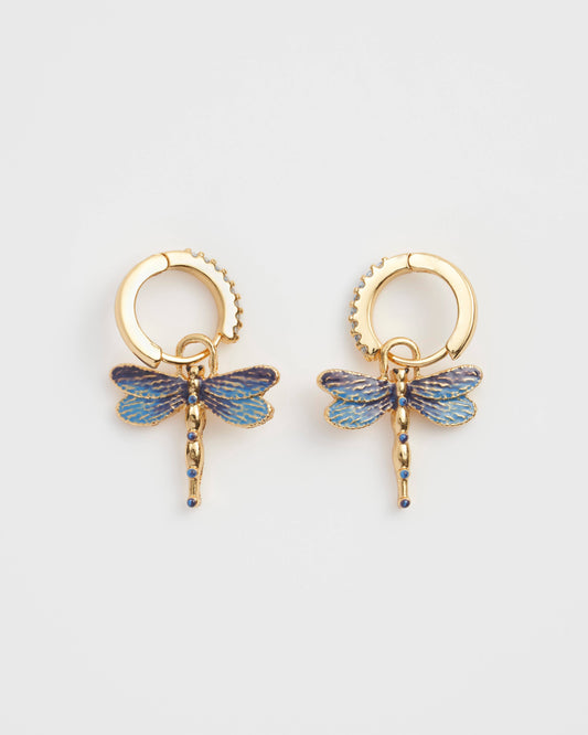 Dragonfly Charm Huggie Earrings