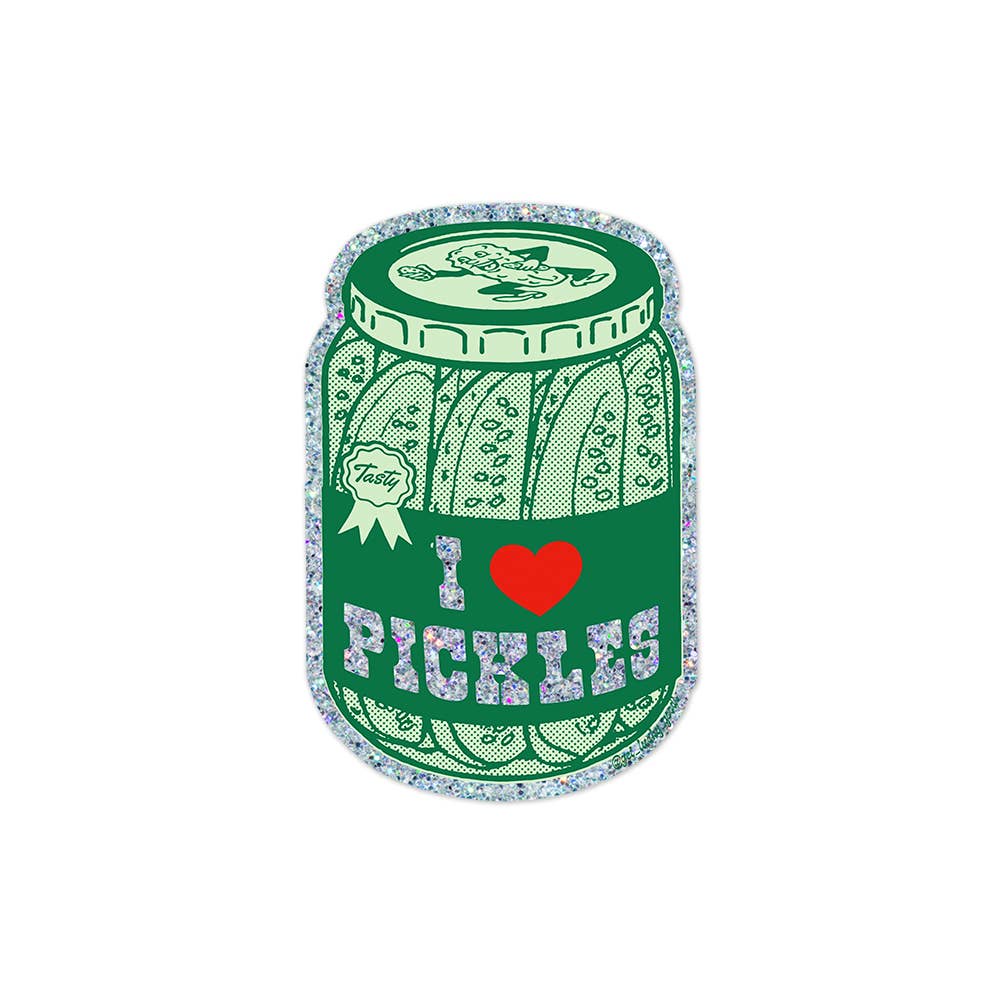 I Heart Pickles – Glitter Vinyl Sticker