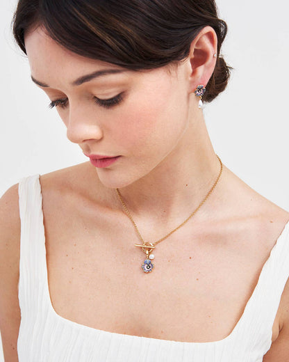 Pansy Pearl Gold Toggle Necklace