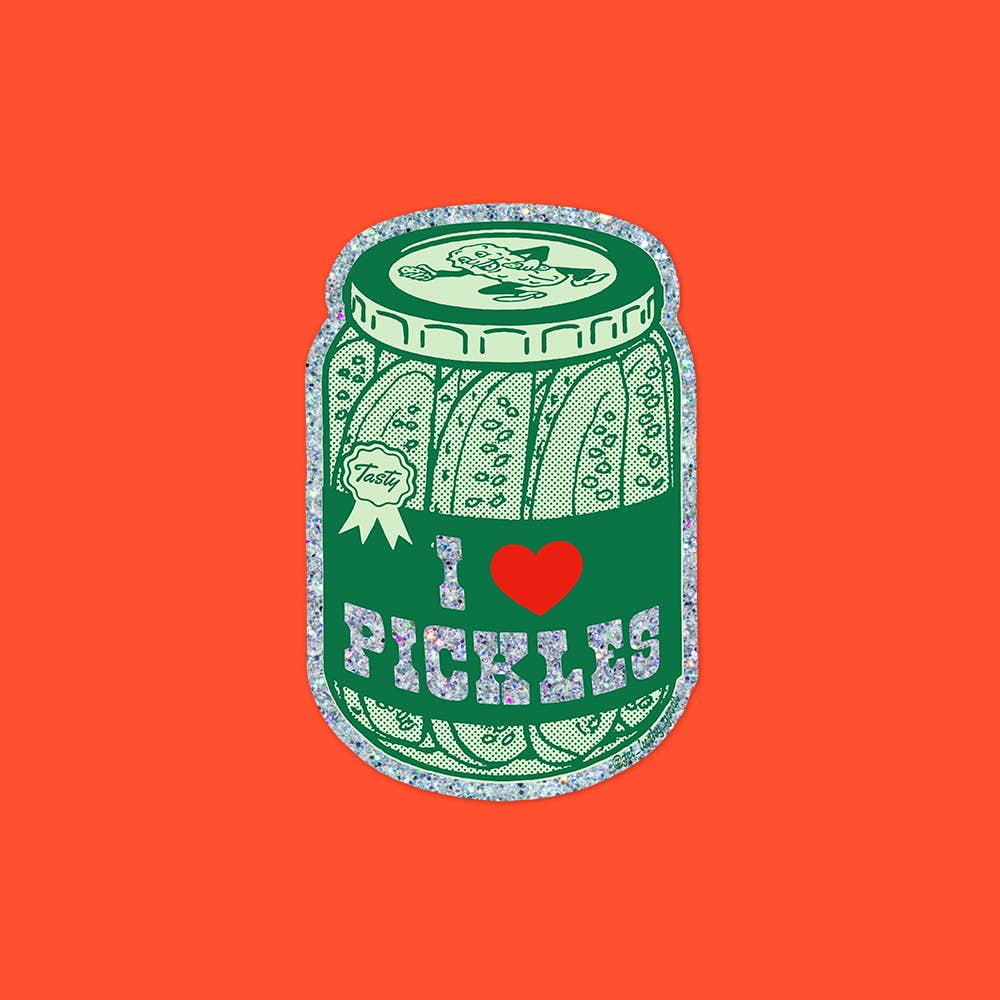 I Heart Pickles – Glitter Vinyl Sticker