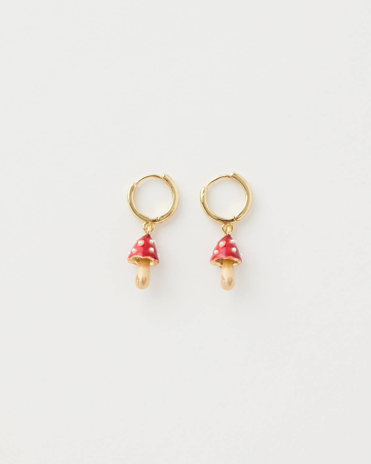 Enamel Mushroom Huggie Earrings