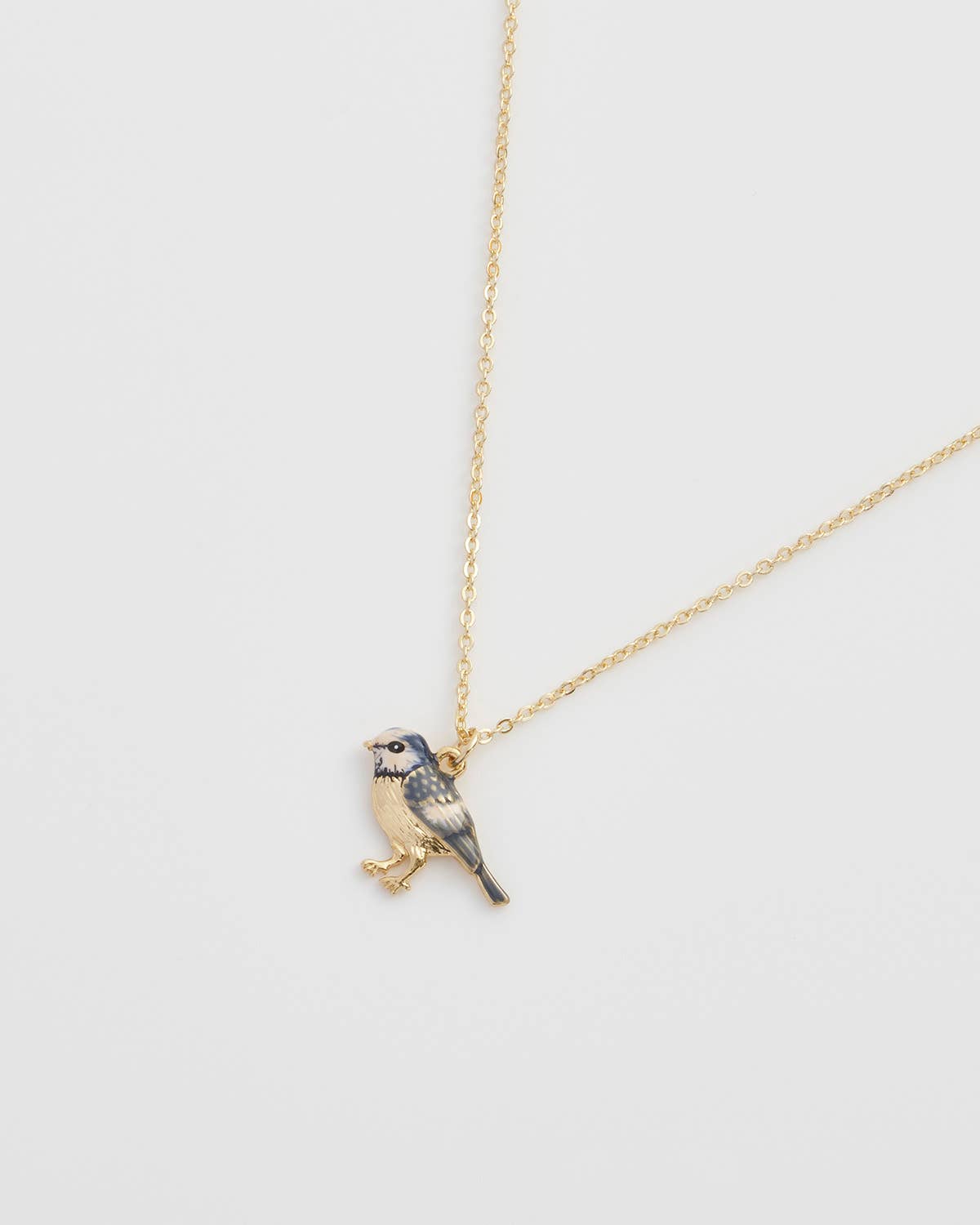 Enamel Blue Tit Short Necklace