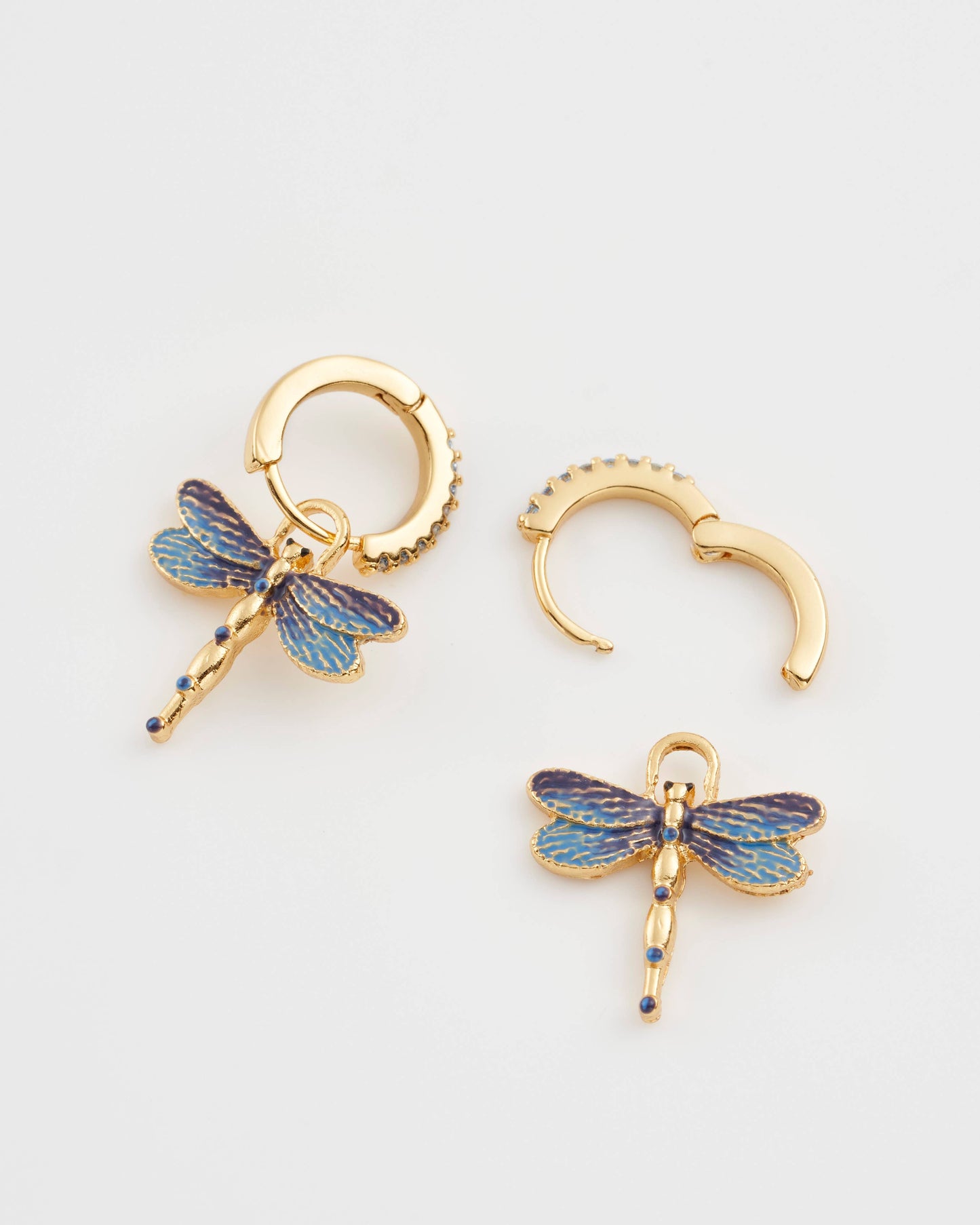 Dragonfly Charm Huggie Earrings