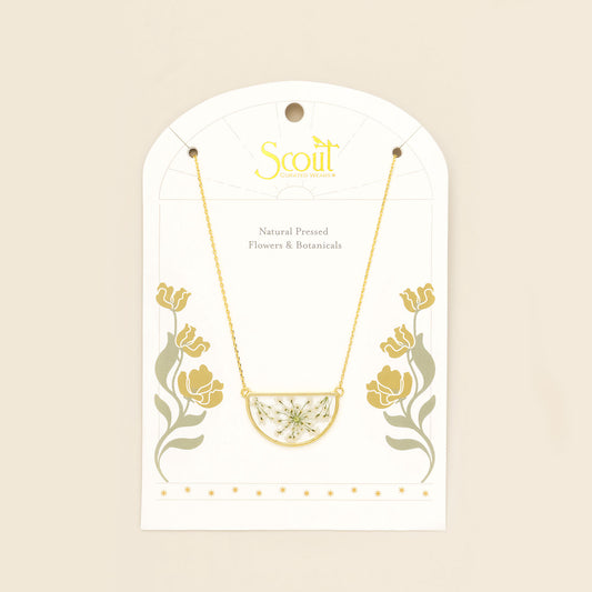 White Lace Pressed Flower Necklace