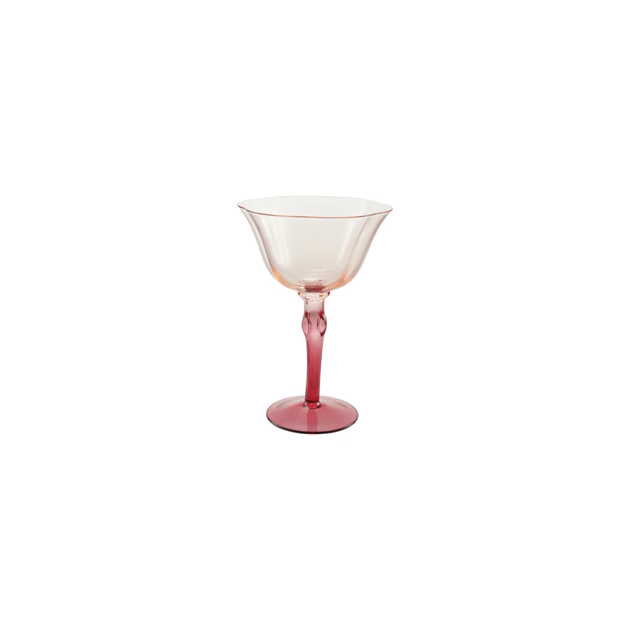Floral Wine Glass Tall - Red + Pink