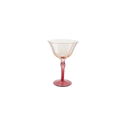 Floral Wine Glass Tall - Red + Pink