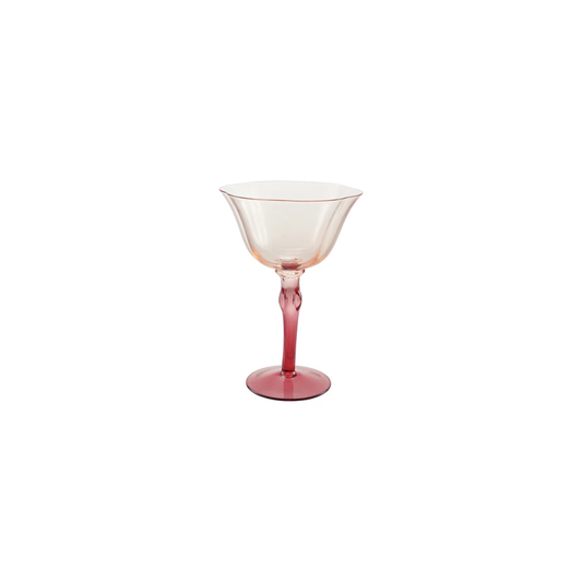 Floral Wine Glass Tall - Red + Pink