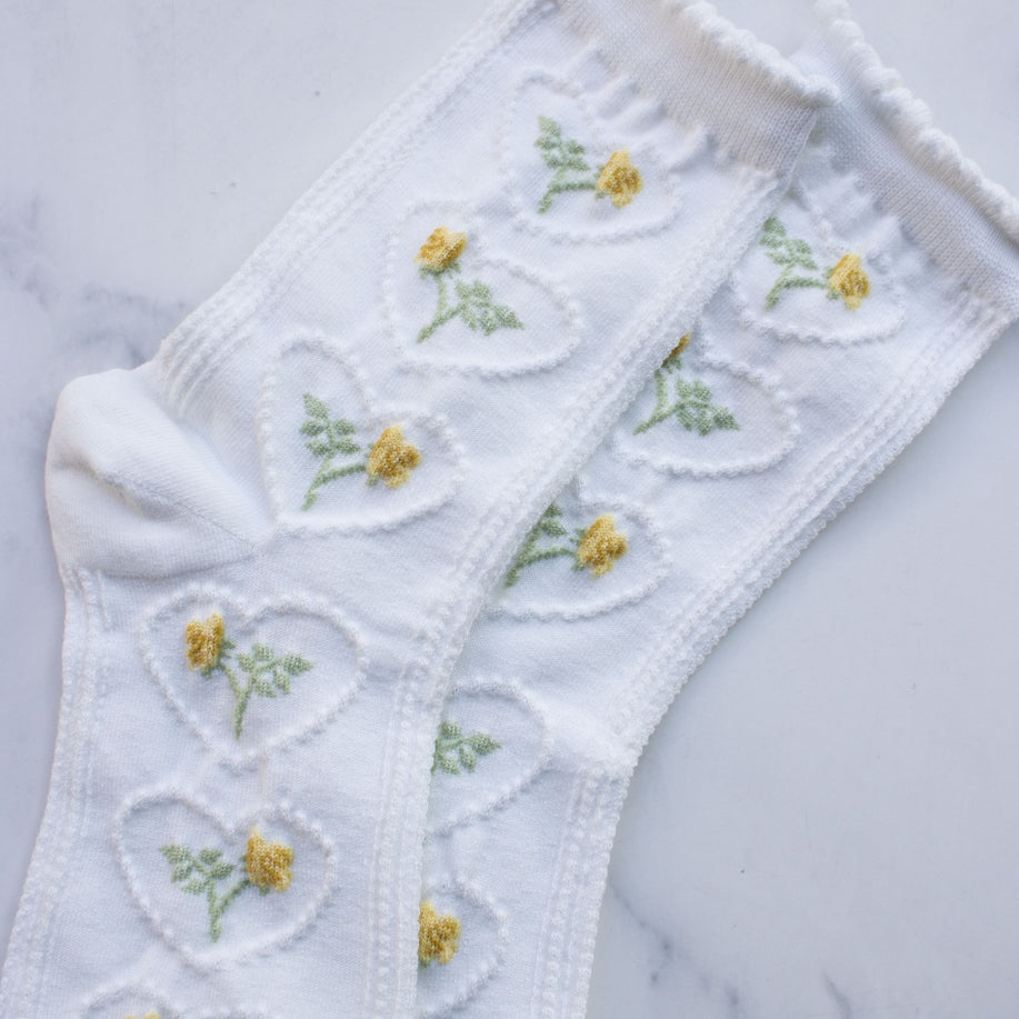 Rose + Heart Vintage Socks