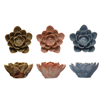 Stoneware Floral Incense Holder