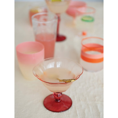 Floral Wine Glass Short - Red + Pink