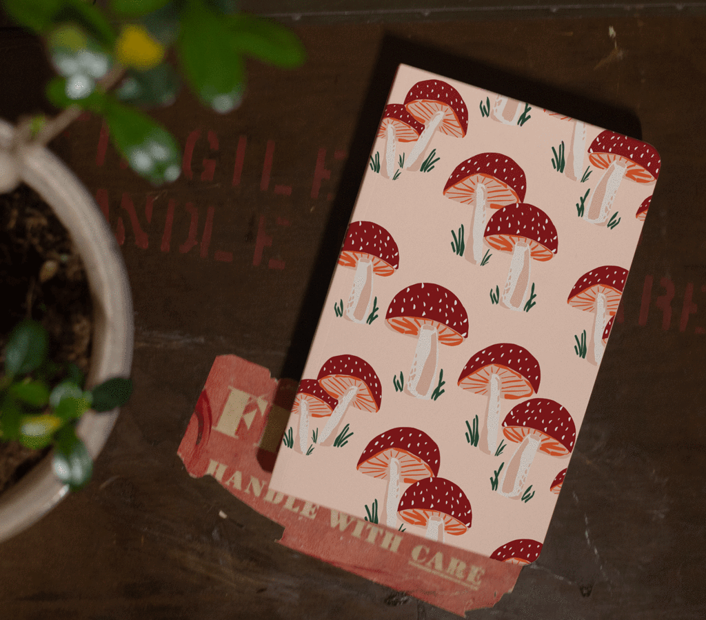 Peach Mushrooms Layflat Notebook - Small