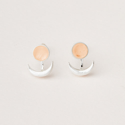Moon Phase Jacket Earrings - Silver