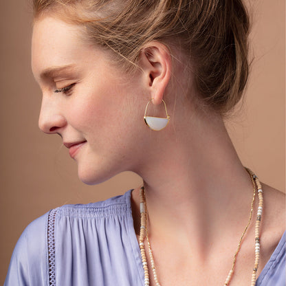 Stone Prism Hoop Earrings